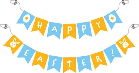 Happy Easterのガーランドのイラスト