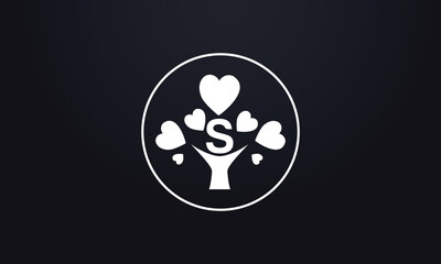 Heart sign tree. Heart symbol tree circle. Love tree logo symbol and happiness sign icon vector. Healthy heart logo and Valentine love