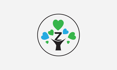 Heart sign tree. Heart symbol tree circle. Love tree logo symbol and happiness sign icon vector. Healthy heart logo and Valentine love