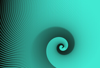 abstract background with a spiraling feather in turquoise shades - 574303994