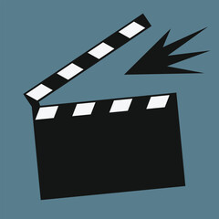 action concept, clapperboard opened, board clap, movie making equipment, vector illustration