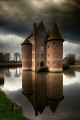 Obraz premium castle on the lake Generative AI