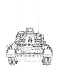 Military Tank on white