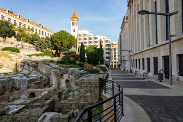Ruins of the Roman Baths of Berytus in Beirut, Lebanon.