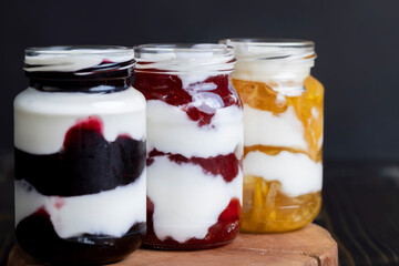 Yogurt made from fresh milk with the addition of sweet jam