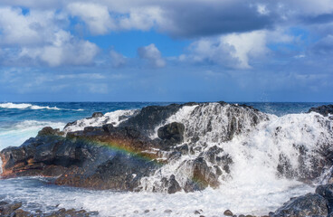 Hawaii's Rugged Shoreline with Powerful Ocean Waves