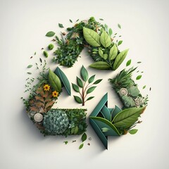 recycle symbol with plants with Generative AI