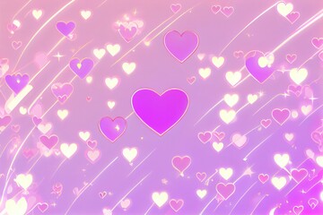 heart background illustration with lots of hearts in pink, generative ai