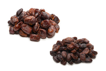 Dried dates isolated on white background.