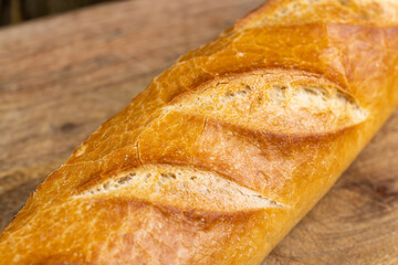 white wheat french baguette close up