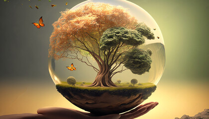 Baum in der Kugel, generative AI