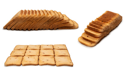 Delicious bread slices isolated on a white background.