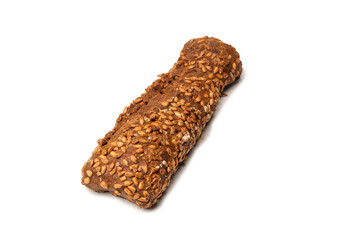 Loaf of bread with sunflower seeds isolated on a white background.