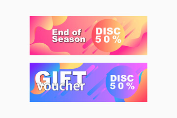 set of colorful banners with gradient color and abstract shape for voucher design and gift card