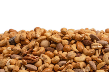 A group of almonds, pistachios, walnuts, macadamia, cashews.