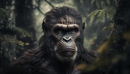 Naklejka premium Australopithecus, ape. Generative AI.
