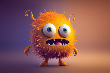 Fototapeta premium Cute Cartoon Orange Monster Character with Space for Copy (Created with Generative AI)