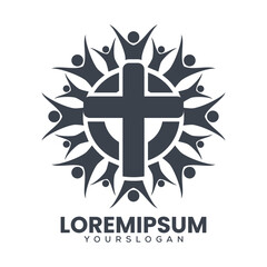 Fototapeta premium cross and people logo