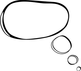 Speech bubble. Comic talking bubble, dialogue or thinking cloud.  Сartoon chat balloon. Talk cloud sketching. Balloon shape. PNG format