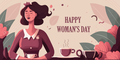 international women's day cartoon scene style