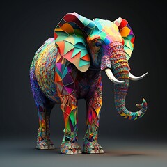 Obraz premium Abstract Elephant: Bold and Vibrant Wall Art - Background/Desktop/Landscape Generated AI
