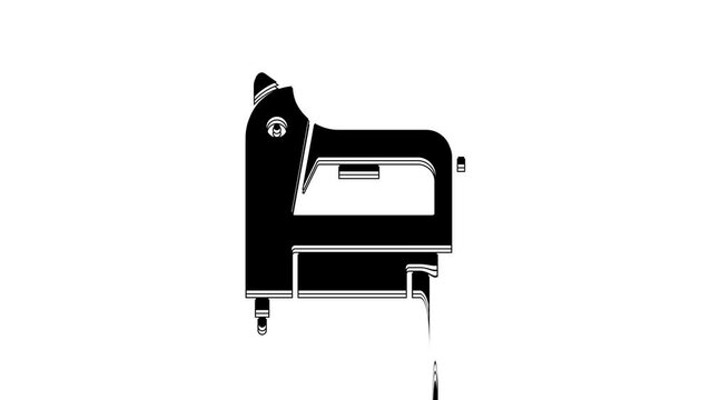 Black Electric construction stapler icon isolated on white background. Working tool. 4K Video motion graphic animation