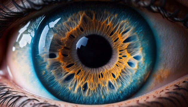 Close-up of human eyes. AI technology generated image