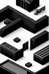black and white building ai generative 