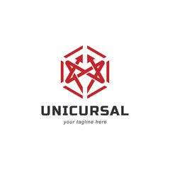 Fototapeta premium unicursal hexagram symbol in red, the six pointed star