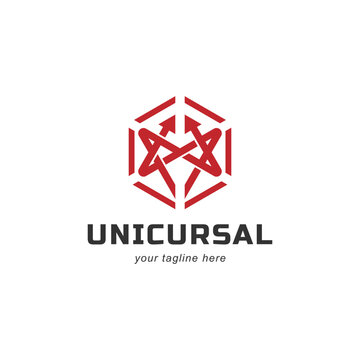 unicursal hexagram symbol in red, the six pointed star
