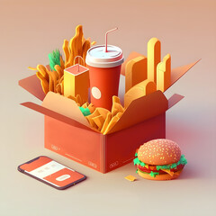 Fast Food Delivery Order 3D Render