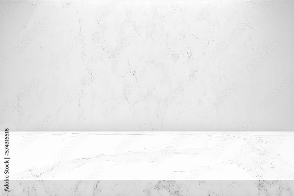 Aufkleber Empty white marble table top on white wall countertop mock up banner abstract background for display your packaging or mockup design template