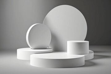 Modern 3D white podium. Product stage. Generative AI