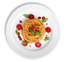 Tasty Italian pasta with tomato sauce