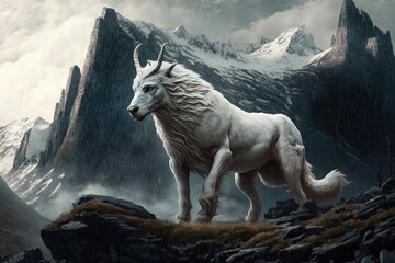 The Fearsome White Beast of the Mountain Ridges Generative AI