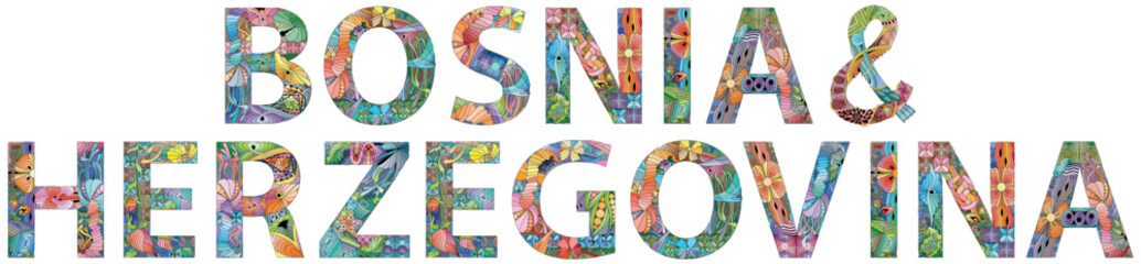 Bosnia and Herzegovina is a country at the crossroads of south and southeast Europe, located in the Balkans. Vector decorative zentangle object