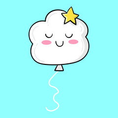 Illustration of a cloud balloon. Unicorns party. Vector illustration
