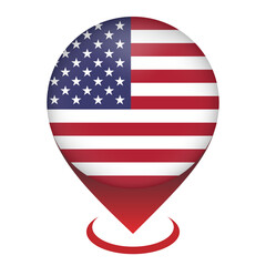 Fototapeta premium Map pointer with contry USA. USA flag. Vector illustration.