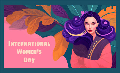 International women's day illustration. Colorful banner design.