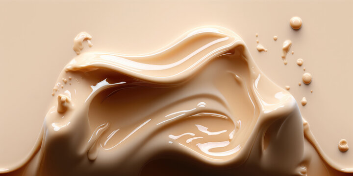 Generative AI glossy caramel cream on beige surface
