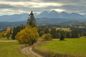 Łapszanka view of the Tatra Mountains, Łapszanka jesienny widok na Tatry - obrazy, fototapety, plakaty