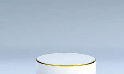 Background 3d rendering scene with podium in cylindrical shape with gold details. 3D illustration