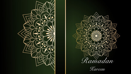 Islamic arabic luxury green background with geometric pattern and beautiful ornament.