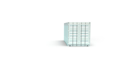 Sea container for cargo transportation. 3d render on the topic of cargo transportation, sea transportation. Transparent background, minimal style.