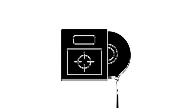Black CD or DVD disk in box icon isolated on white background. Compact disc sign. 4K Video motion graphic animation