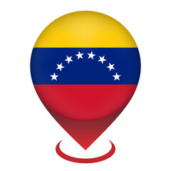 Fototapeta premium Map pointer with contry Venezuela. Venezuela flag. Vector illustration.