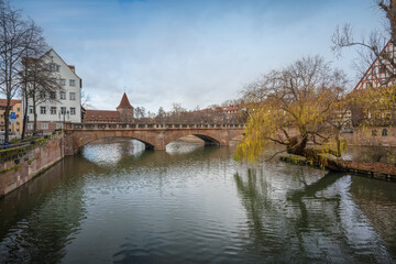 Maxbrucke Bridge at Pegnitz River - Nuremberg, Bavaria, Germany