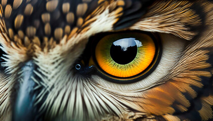 close up eye of owl, Generative AI
