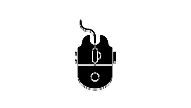 Black Computer mouse gaming icon isolated on white background. Optical with wheel symbol. 4K Video motion graphic animation