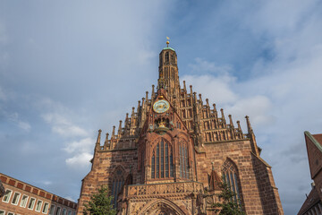 Fototapeta na wymiar Frauenkirche (Church of Our Lady) at Hauptmarkt Square - Nuremberg, Bavaria, Germany